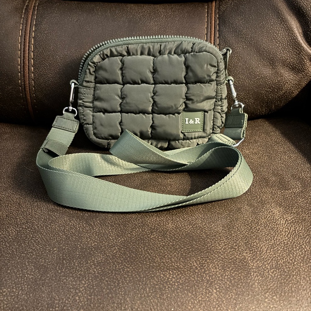 Iris and Rainbow Olive Puffer Accessory Bag.